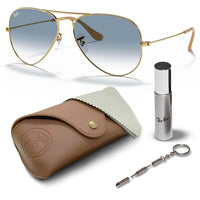 Thumbnail for Ray-Ban RB3025 Classic Gradient Aviator Shape Sunglasses With Eyewear Kit Bundle - Adjustable Nose Pads - Ideal Formal and Casual Wear Retro Sunglasses