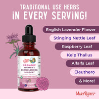 Thumbnail for MaryRuth Organics USDA Organic Women's Wellness Liquid Herbal Supplements | Includes Stinging Nettle, Raspberry Leaf, Eleuthero Root, Chaste Tree Berry | Menstrual Support | Non-GMO, Vegan