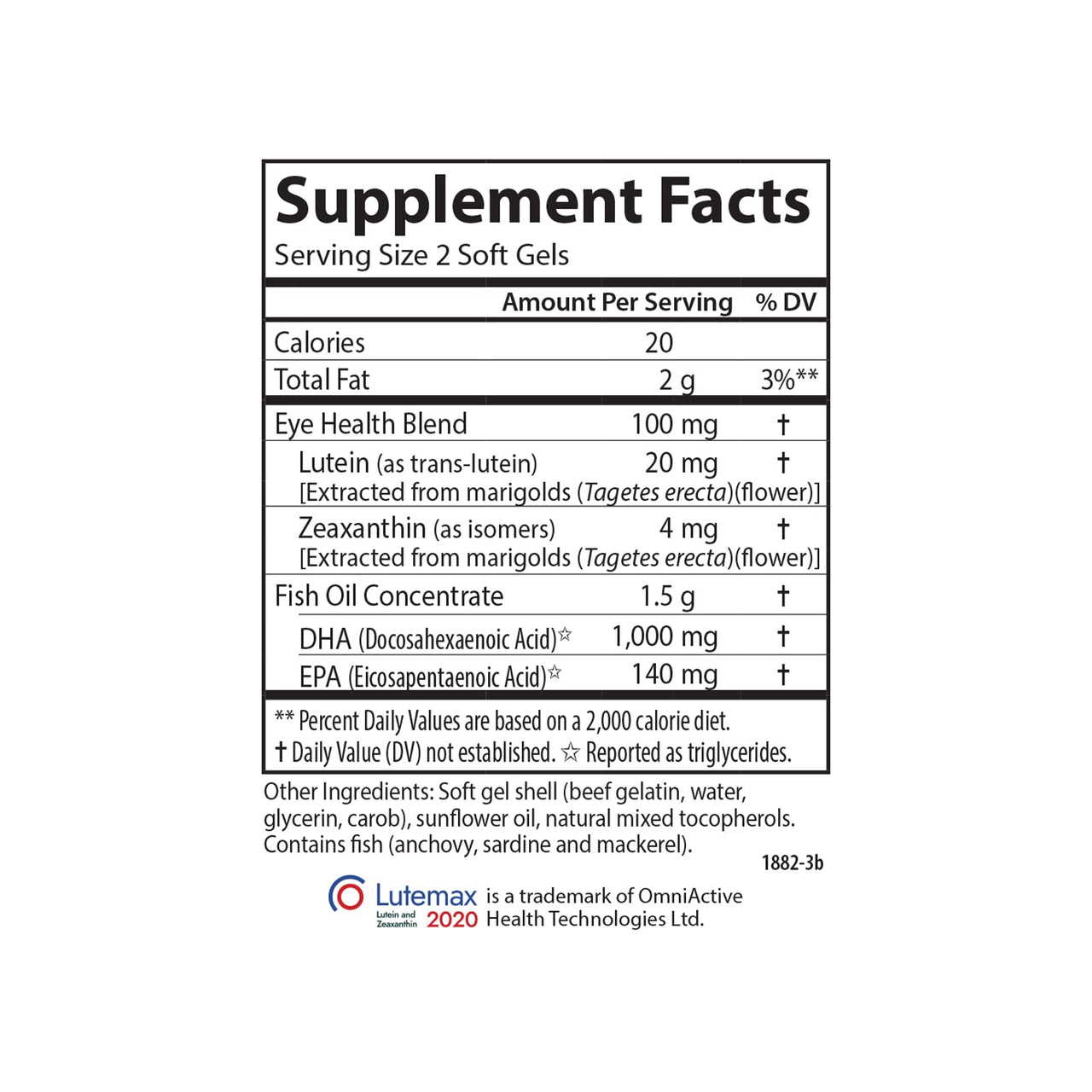 Carlson - Super DHA Plus Lutein, 1000 mg DHA + 20 mg Lutein, 120 Softgels