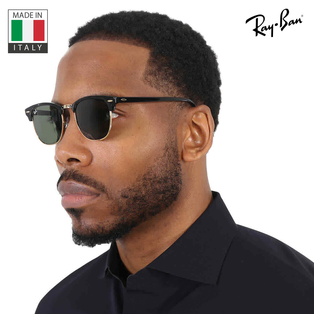 Ray-Ban RB3016 Clubmaster Classic Square Shape Sunglasses With Eyewear Kit Bundle - High Bridge Fit - Ideal Formal and Casual Wear Square Sunglasses