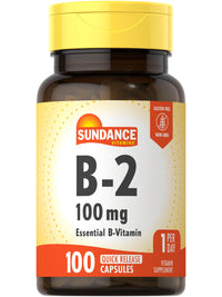 Thumbnail for Sundance Vitamin B-2 | 100mg | 100 Capsules | Essential Vitamin Supplement | Non-GMO and Gluten Free Formula