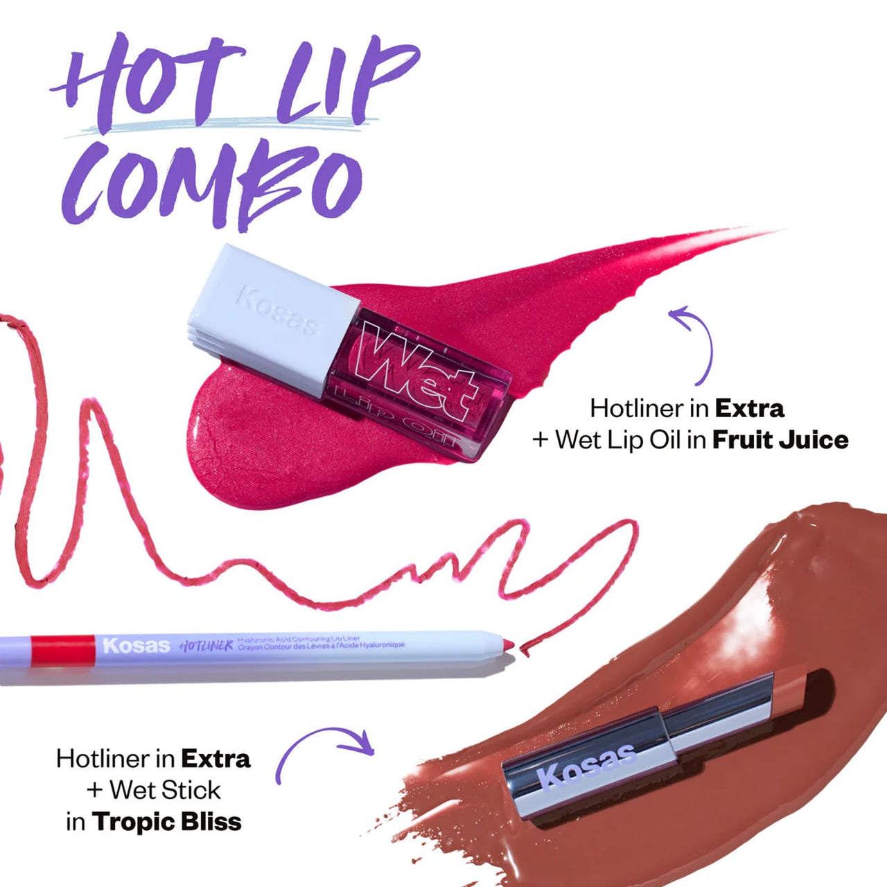 Kosas Hotliner Retractable Lip Liner Pencil with Built-In Brush & Sharpener - Easy Contouring, Hydrating, Long-Lasting - Pigmented Creamy Texture for Plumping Lips - Hyaluronic Acid & Konjac - Extra