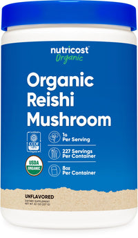 Thumbnail for Nutricost Organic Reishi Mushroom Powder 0.5LB (8oz) - USDA Certified 100% Organic, Vegetarian, Non-GMO, Gluten Free