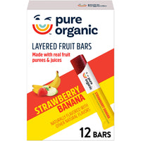 Thumbnail for Pure Organic, Layered Fruit Bars, Strawberry Banana, Gluten Free and Vegan Fruit Snacks, 6.2oz Box (12 Count)