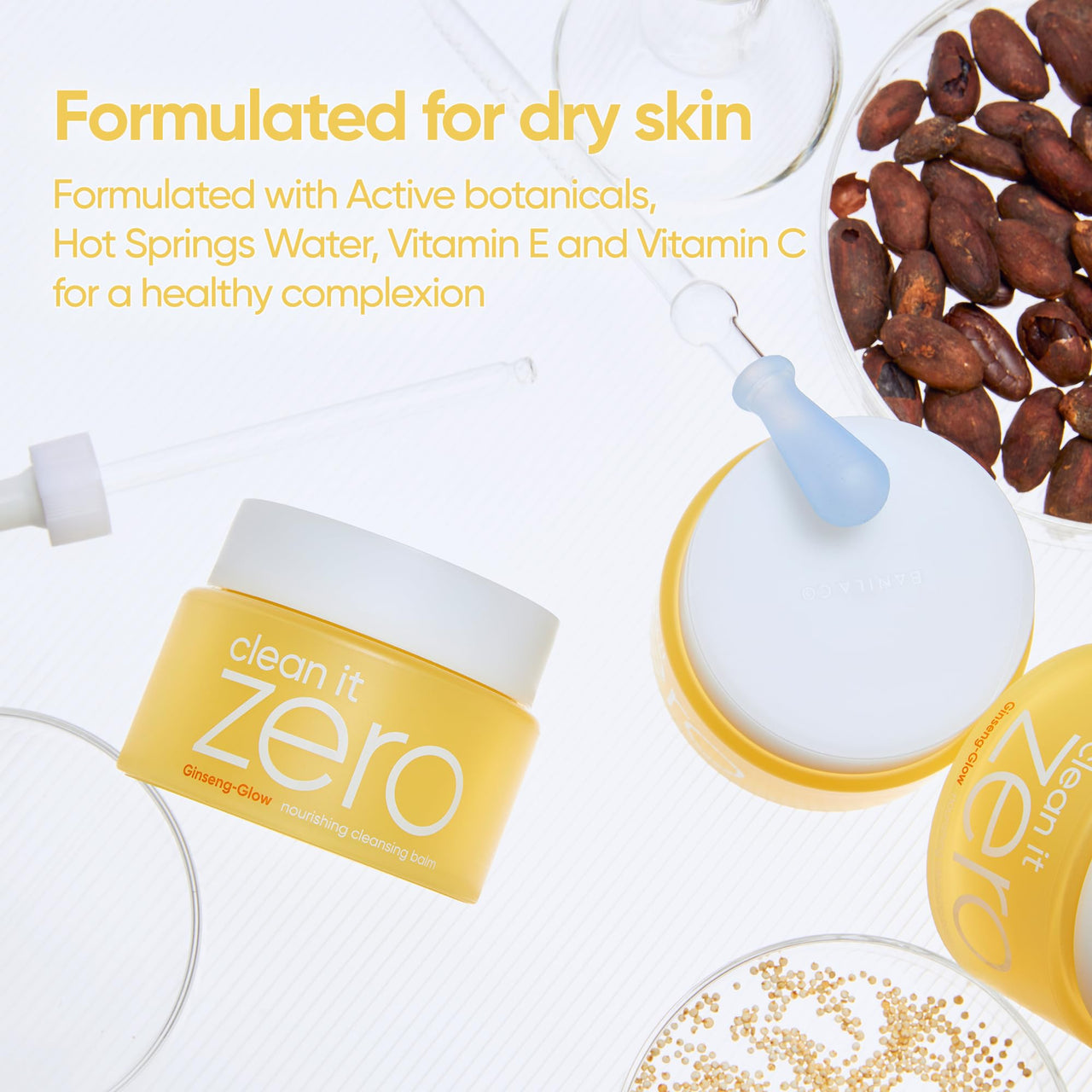 BANILA CO Clean it Zero Nourishing Cleansing Balm | Korean Makeup Remover for Dry Skin | Vegan | Cleansing Oil, Facial Cleanser Made with Ginseng Root & Soybean Peptide (100ml / 3.38 fl. oz)