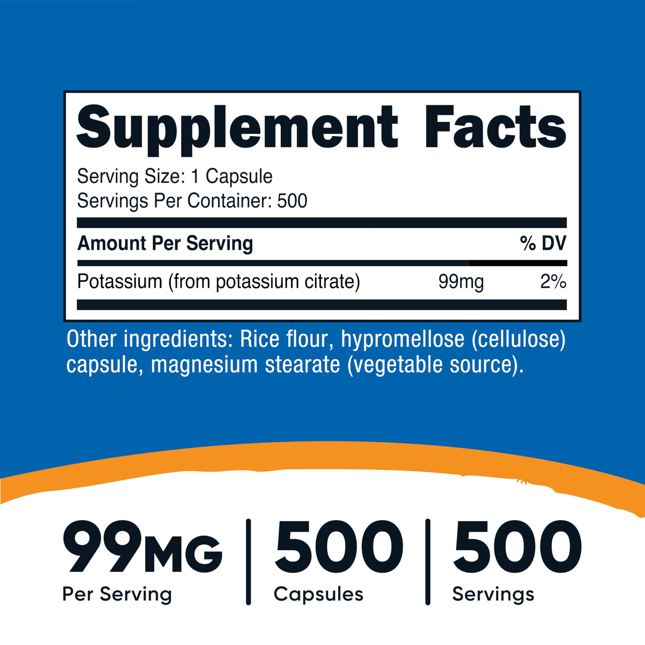 Nutricost Potassium Citrate 99mg, 500 Capsules (2 Bottles)