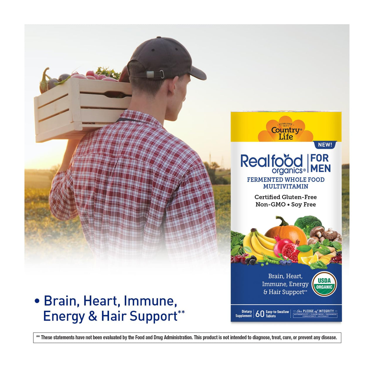 Country Life Realfood Organics for Women and Men Bundle - Certified Gluten Free, Certified Vegan, Certified USDA Organic - 60 Tablets