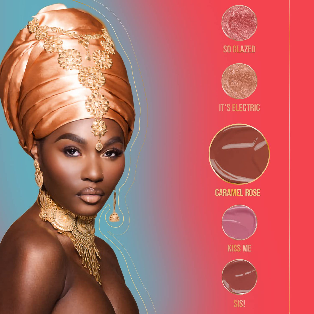 Juvia's Place Lip Gloss Reflect Caramel Rose, Warm Toned Soft Brown, Smooth and Creamy Long Lasting Non-Sticky Luscious High Shine Glow, 16 oz,