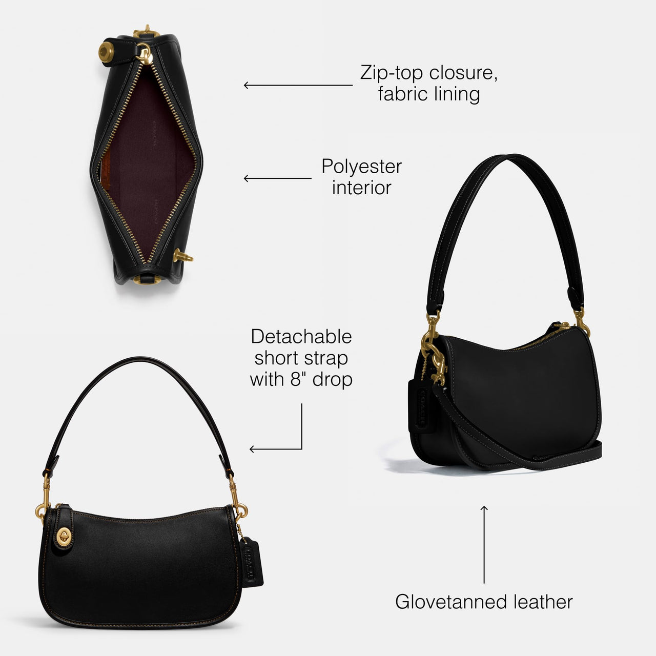 COACH The Originals Glovetanned Leather Swinger Black One Size