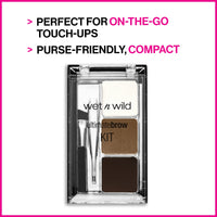 Thumbnail for wet n wild Ultimate Eyebrow Makeup Kit, Long-Lasting Matte Brow Powder, Tweezers, Wax & Brush, Built-In Mirror, Purse-Friendly Compact - Dark Brown