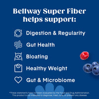 Thumbnail for Bellway Super Fiber Powder + Fruit, Sugar Free Organic Psyllium Husk Powder Fiber Supplement for Regularity, Bloating Relief & Digestive Health, Plant-Based, Wild Berry (50 Servings)