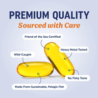 Thumbnail for Triple Strength DHA Omega 3 Fish Oil 3600 mg | Over 2100mg Omega-3 Fatty Acids with 860mg of DHA | 1300mg EPA | Best Essential Fatty Acids | Premium Wild Caught & Burpless Fish Oil | 120 ct.