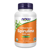 Thumbnail for NOW Foods Supplements, Certified Organic, Spirulina 1000 mg (Double Strength), Rich in Beta-Carotene (Vitamin A) and B-12 with naturally occurring GLA , 120 Tablets