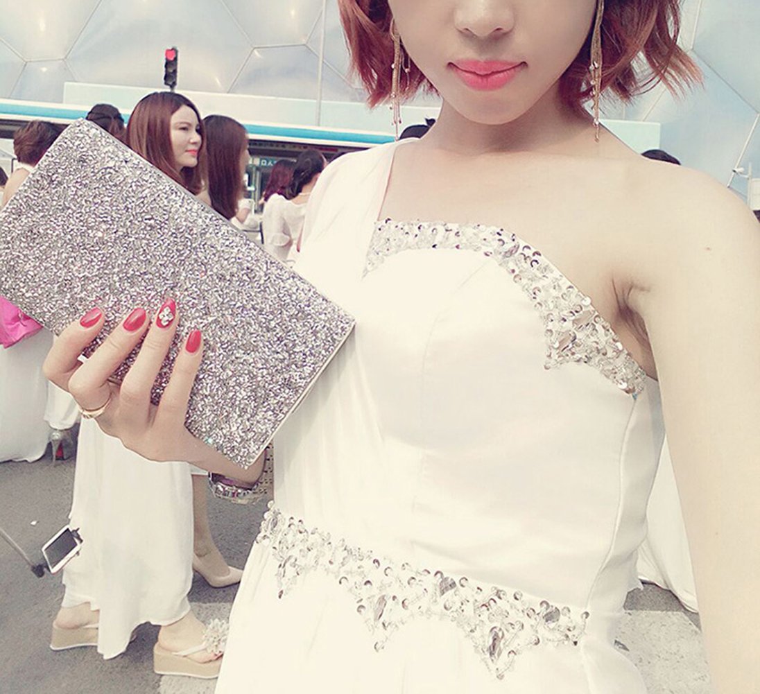Covelin Women's Handbag Envelope Rhinestone Evening Clutch Bag Hot Silver