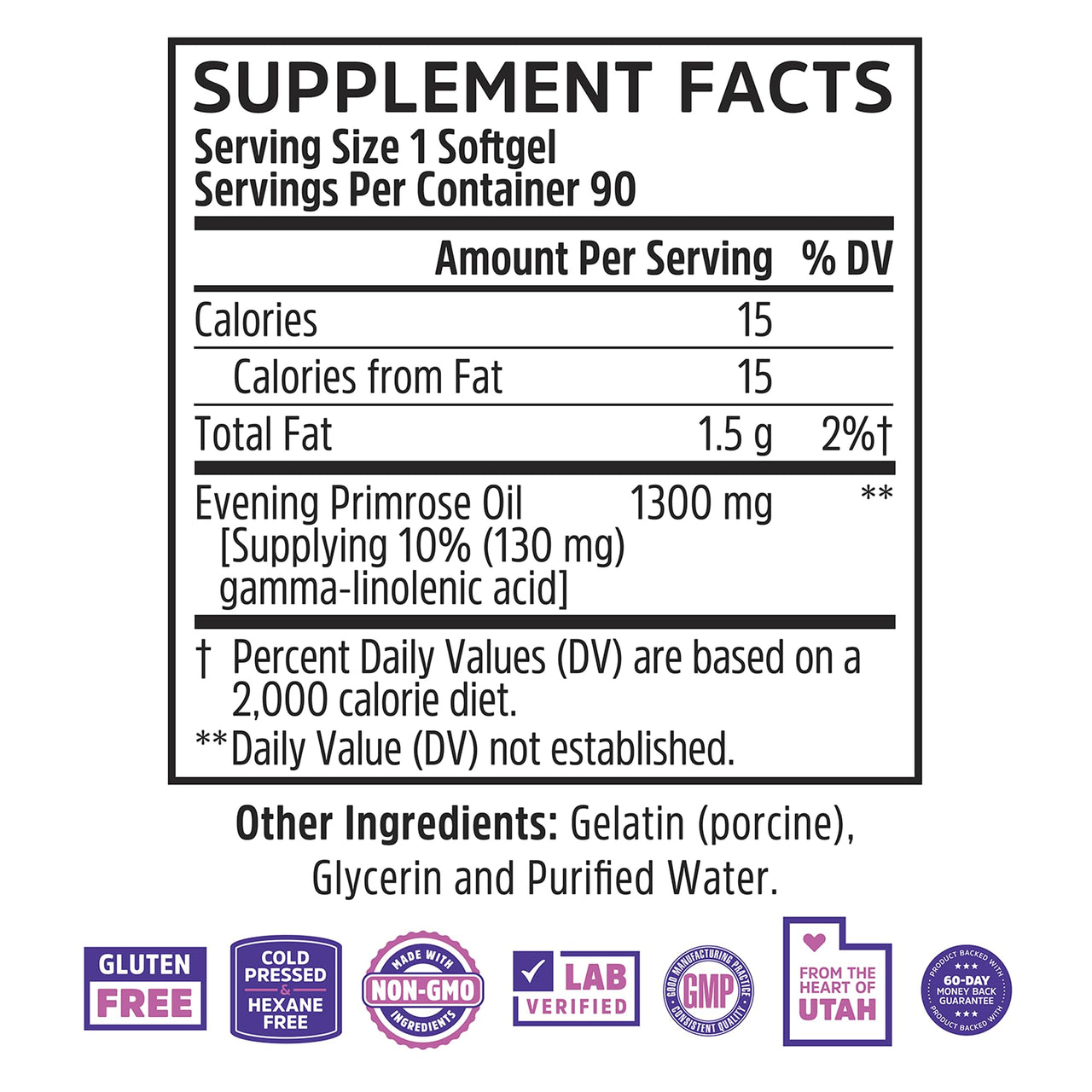 Zhou Nutrition Evening Primrose Oil Capsules- Supports Hormone Balance for Women, PMS & Menopause Support, Cold Pressed & Hexane Free - 1400mg 10% Gla