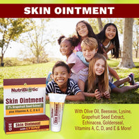 Thumbnail for NutriBiotic – Skin Ointment .5 Fl Oz | with GSE, Lysine, Beeswax, Echinacea, Goldenseal, Vitamin E & More | for Minor Skin Irritations & to Support Healthy Tissue | Made without Gluten & GMOs