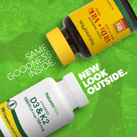 Thumbnail for NaturesPlus Vitamins D3 (1000 IU) & K2 (100 mcg) - Vegetarian, Gluten Free - 90 Capsules, 90 Servings