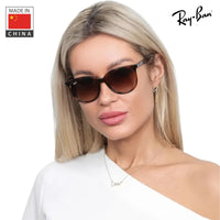 Thumbnail for Ray-Ban RB4378 Square Shaped Non-Polarized Sunglasses for Women – Includes Official RAYBAN Eyewear Kit – Ideal Formal & Casual Wear Sunglasses – Gradient Brown Lens