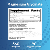 Thumbnail for Jarrow Formulas Magnesium Glycinate Veggie Capsules - 360 mg Magnesium per Serving, Supports Relaxation and Healthy Sleep, 90 Count, 30 Day Supply