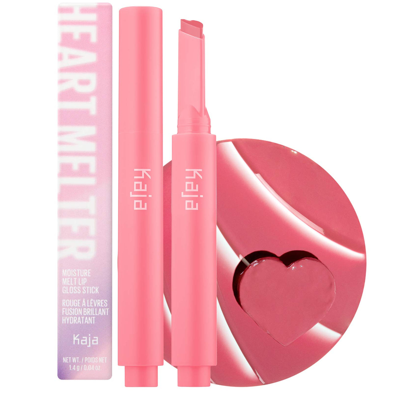 Kaja Lip Gloss - Heart Melter | High-shine, Glossy Finish, Playful Bubblegum Pink, Moisturize, 02 Sweet Talk, 0.04 Oz