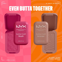 Thumbnail for NYX PROFESSIONAL MAKEUP Buttermelt Powder Blush, Fade and Transfer-Resistant Blush, Up to 12HR Make Up Wear, Vegan Formula - Butta With Time