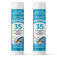 Thumbnail for Badger Mineral Sunscreen Face Stick SPF 35, 97% Organic Unscented Zinc Oxide Travel Sunscreen, Coral Reef Safe Travel Size Stick, .65 oz, 2-Pack