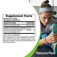 Thumbnail for NaturesPlus Quercetin Plus with Vitamin C & Bromelain - 60 Vegetarian Tablets - Allergy Relief Supplement - Immune, Antioxidant & Anti-Inflammatory Support - Gluten Free - 30 Servings