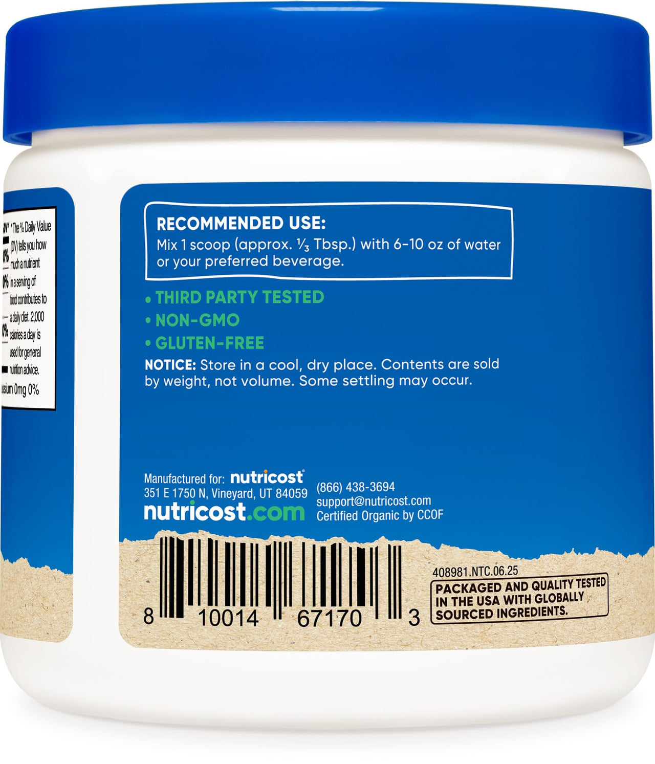 Nutricost Organic Blueberry Powder 8oz (227 Grams) - Pure, Gluten Free, Non-GMO, from Organic Blueberries