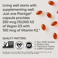 Thumbnail for Sports Research® Vitamin D3 + K2 with 10,000iu of Plant-Based D3 & 100mcg of Vitamin K2 as MK-7 | Non-GMO Verified & Vegan Certified 60ct