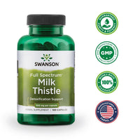 Thumbnail for Swanson Full Spectrum Milk Thistle - Detoxification & Liver Support Supplement* - Contains Antioxidant Flavonoids - Vegan, Gluten-Free & Non-GMO - 100 Capsules