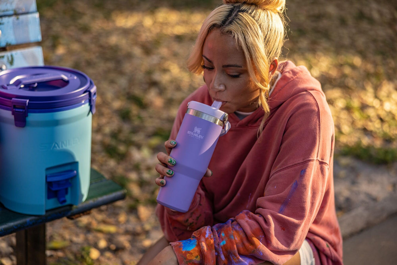STANLEY IceFlow Stainless Steel Tumbler - Vacuum Insulated Water Bottle for Home, and Car Reusable Cup with Straw Leak Resistant Flip Cold for 12 Hours or Iced for 2 Days, Lavender, 30 OZ / 0.89 L