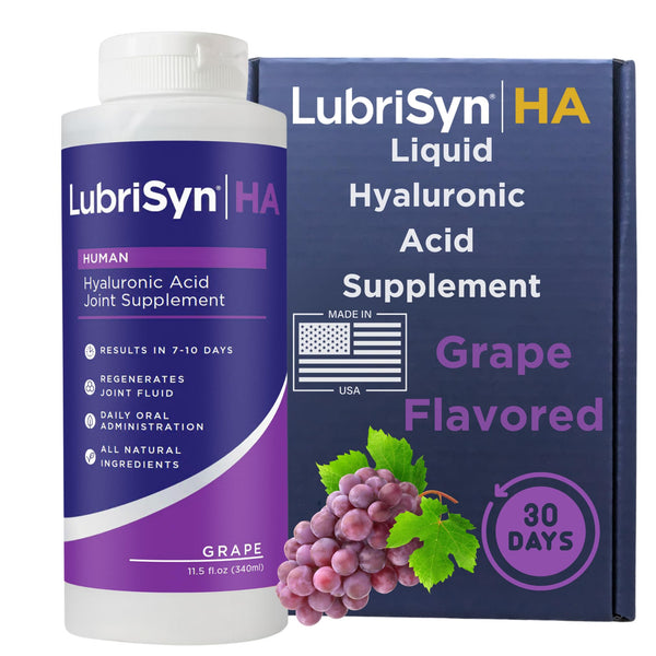 Lubrisyn Hyaluronic Acid Oral Joint Supplement â€“ Liquid HA Formula for Humans â€“ Promotes Joint Support, Mobility, Flexibility, Hydration & Healthy Function for Men & Women â€“ Grape Flavor 11.5oz