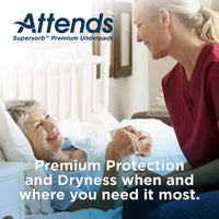 Thumbnail for Attends Supersorb Advanced Premium Disposable Underpads for Severe Incontinence, 30