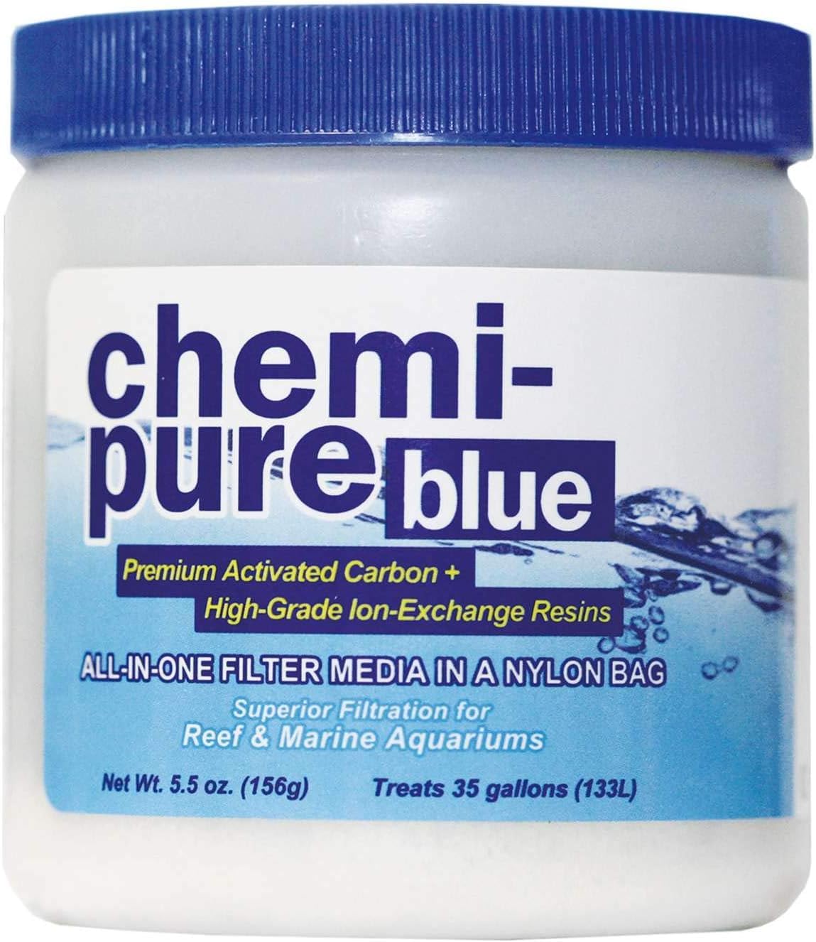 Boyd Chemi?Pure Blue 5.5?oz Aquarium Filtration Media Premium Extruded Carbon + Ion?Exchange Resins in Nylon Bag Clears Toxins, Phosphates & Metals