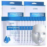 Thumbnail for Azure Cosmetics Hyaluronic Acid & Collagen Anti Aging Sheet Facial Mask - Rejuvenating & Moisturizing Face - Helps Reduce Fine Lines & Wrinkles, Tightens & Smooths - Made in Korea - Pack of 5