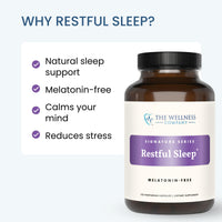 Thumbnail for The Wellness Company Restful Sleep - Melatonin-Free, Deep Sleep, REM Support, Non-Habit Forming - Kava, Rafuma Leaf, Ashwagandha & Valerian Root | 60ct (1 Month Supply)