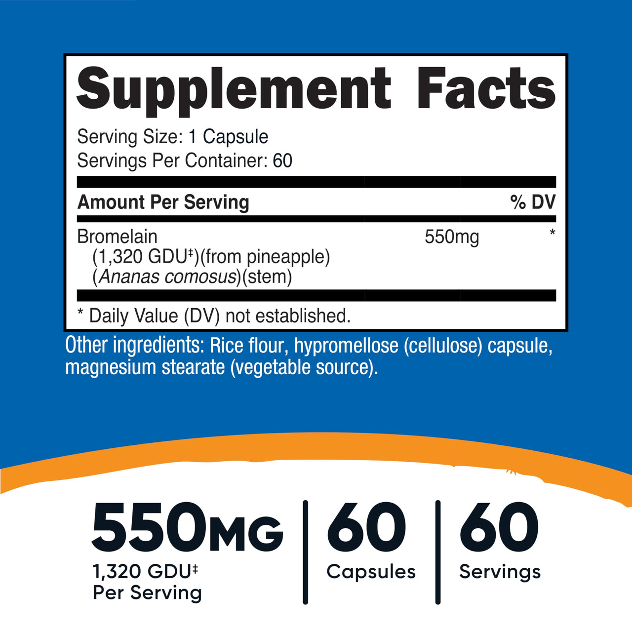 Nutricost Bromelain Capsules (60 Capsules) - 550 MG Per Serving, Vegan, Non-GMO, GMP Compliant