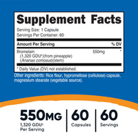 Thumbnail for Nutricost Bromelain Capsules (60 Capsules) - 550 MG Per Serving, Vegan, Non-GMO, GMP Compliant
