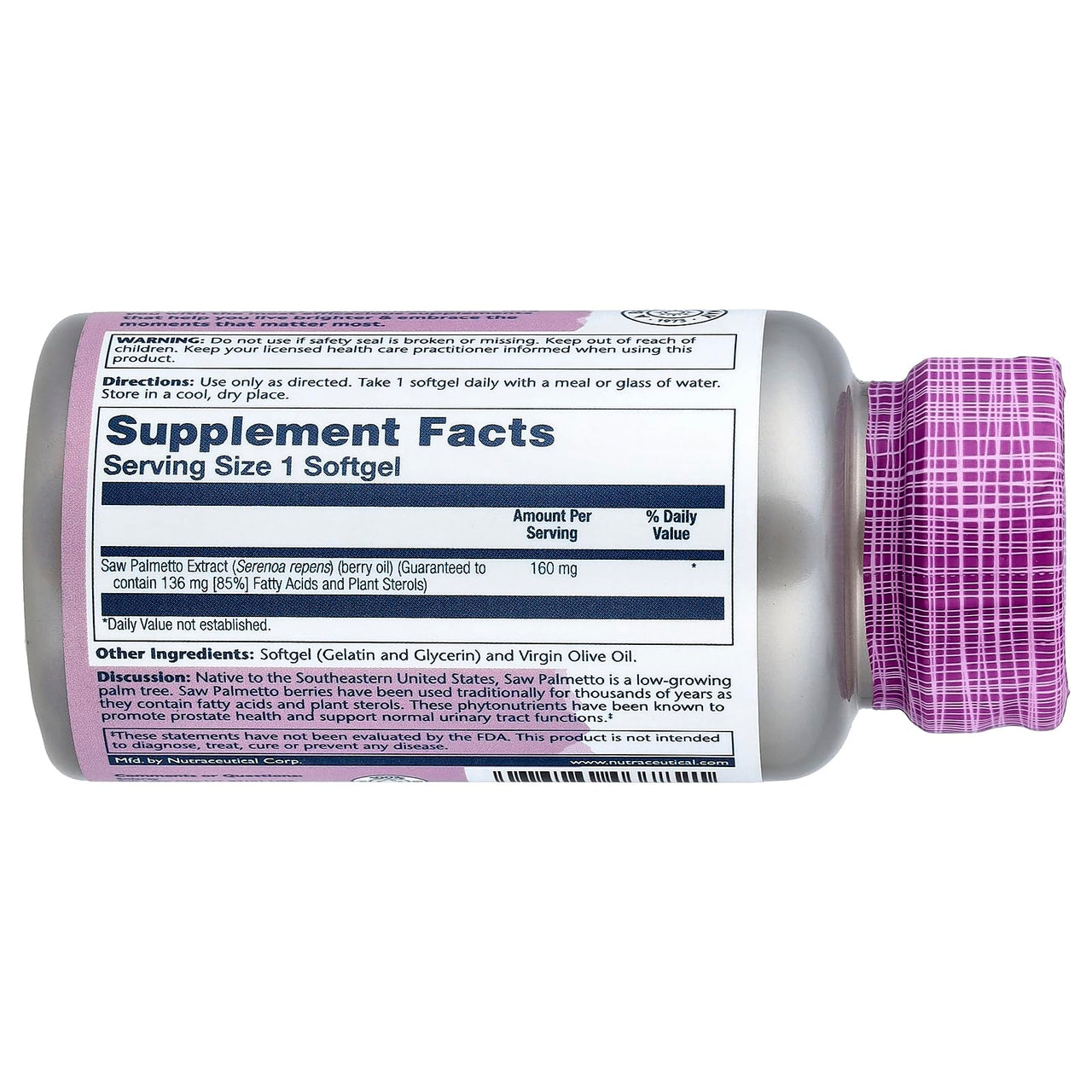 SOLARAY Saw Palmetto 160mg | American Saw Palm | 60 Pearls