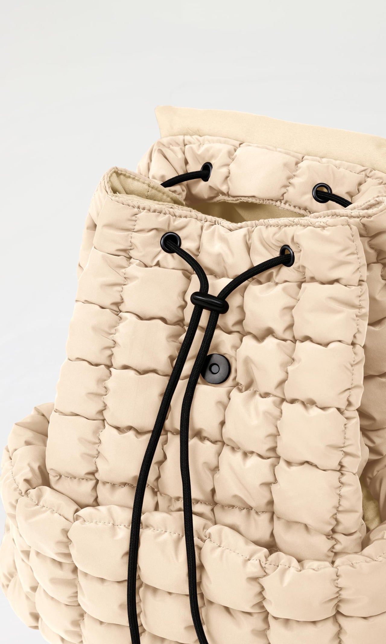 ODODOS Quilted Backpack 2.0 for Women Lightweight Puffer Hiker Pack Drawstring Padding Travel Gym Bag, Ivory