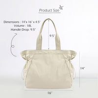 Thumbnail for ODODOS 18L Side-Cinch Shopper Bags Lightweight Shoulder Bag Tote Handbag for Shopping Workout Beach Travel, Ivory