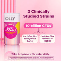 Thumbnail for OLLY Happy Hoo-Ha Capsules, Probiotic for Women, Vaginal Health and pH Balance, 10 Billion CFU, Gluten Free - 25 Count
