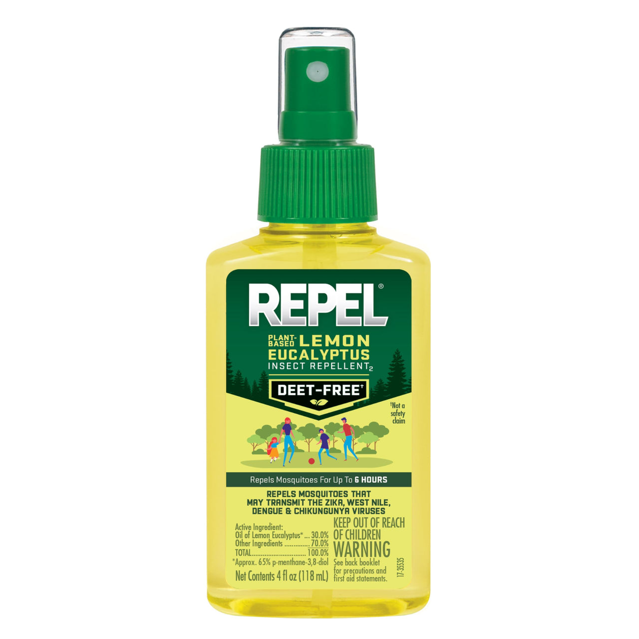 Repel Plant-Based Lemon Eucalyptus Insect Repellent 4 Ounces, Repels Mosquitoes Up To 6 Hours, 6-Pack