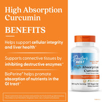 Thumbnail for Doctors BEST High Absorption Curcumin from Turmeric Root, Supports Joint Health, Non-GMO, Gluten Free, Soy Free, Vegan 120 Veggie Caps