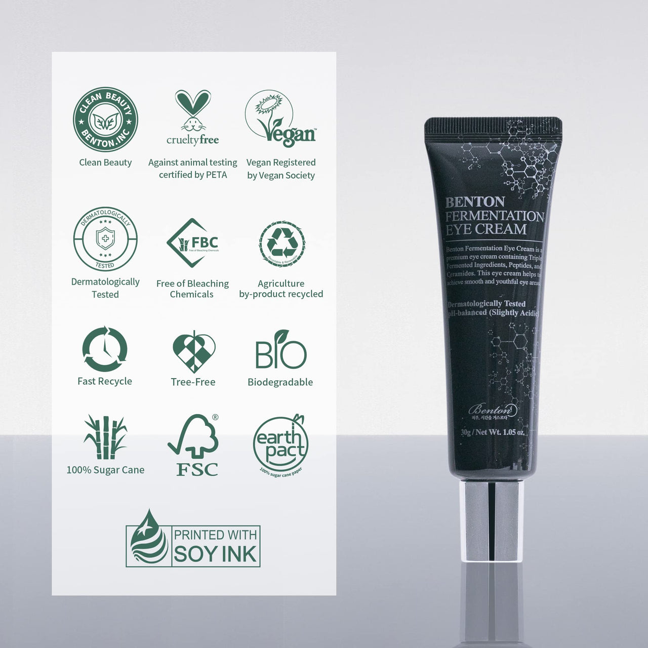 BENTON Fermentation Eye Cream New Version (1.05 oz.) - Galactomyces & Bifida Ferment Anti-Wrinkle Eye Treatment Cream, Dark Circles & Puffiness & Under Eye Bags
