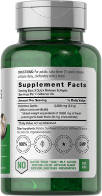 Thumbnail for Horbäach Odorless Garlic Softgels | 200 Count | Ultra Potent Garlic Extract | Non-GMO & Gluten Free Supplement
