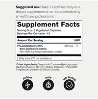 Thumbnail for Toniiq Phosphatidylserine - 400mg Formula - World’s First 50% Purity - Highest Purity in The US - Soy Free Phosphatidylserine Supplement - 90 Veggie Capsules