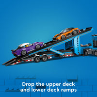 Thumbnail for LEGO City Car Transporter Truck with Sports Cars Building Toy Set - Semi Truck Toy with Carrier & Trailer for Boys & Girls, Ages 7+ - Gift Idea for Kids - 60408