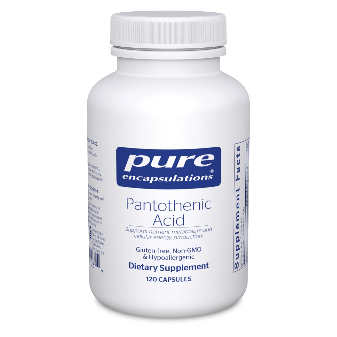 Pure Encapsulations Pantothenic Acid | Hypoallergenic Supplement Supports Cellular Energy Production, Adrenal and Cardiovascular Health* | 120 Capsules