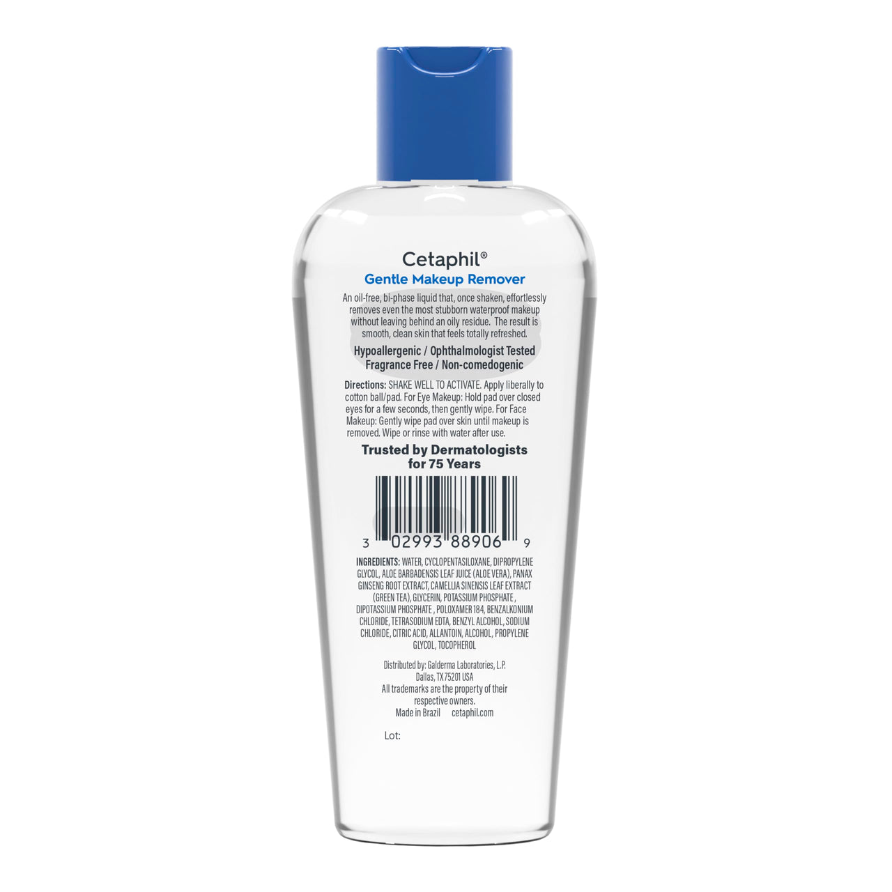 Cetaphil Gentle Waterproof Makeup Remover, Oil-Free Formula Suitable for Sensitive Skin, 6.0 Fluid Ounce
